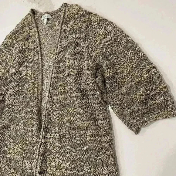 Dress Barn LongLine Knit Open Front Cardigan Tan/Brown 3/4 Sleeve Womens Plus 3X - Picture 3 of 7